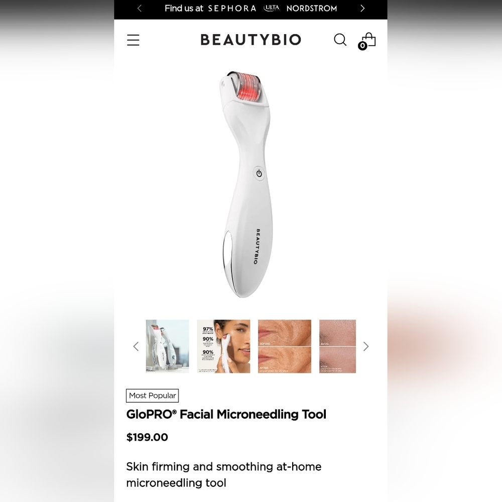 GloPRO Facial Microneedling Tool in LIMITED EDITION PINK STRIPE, New In Case - Picture 2 of 7
